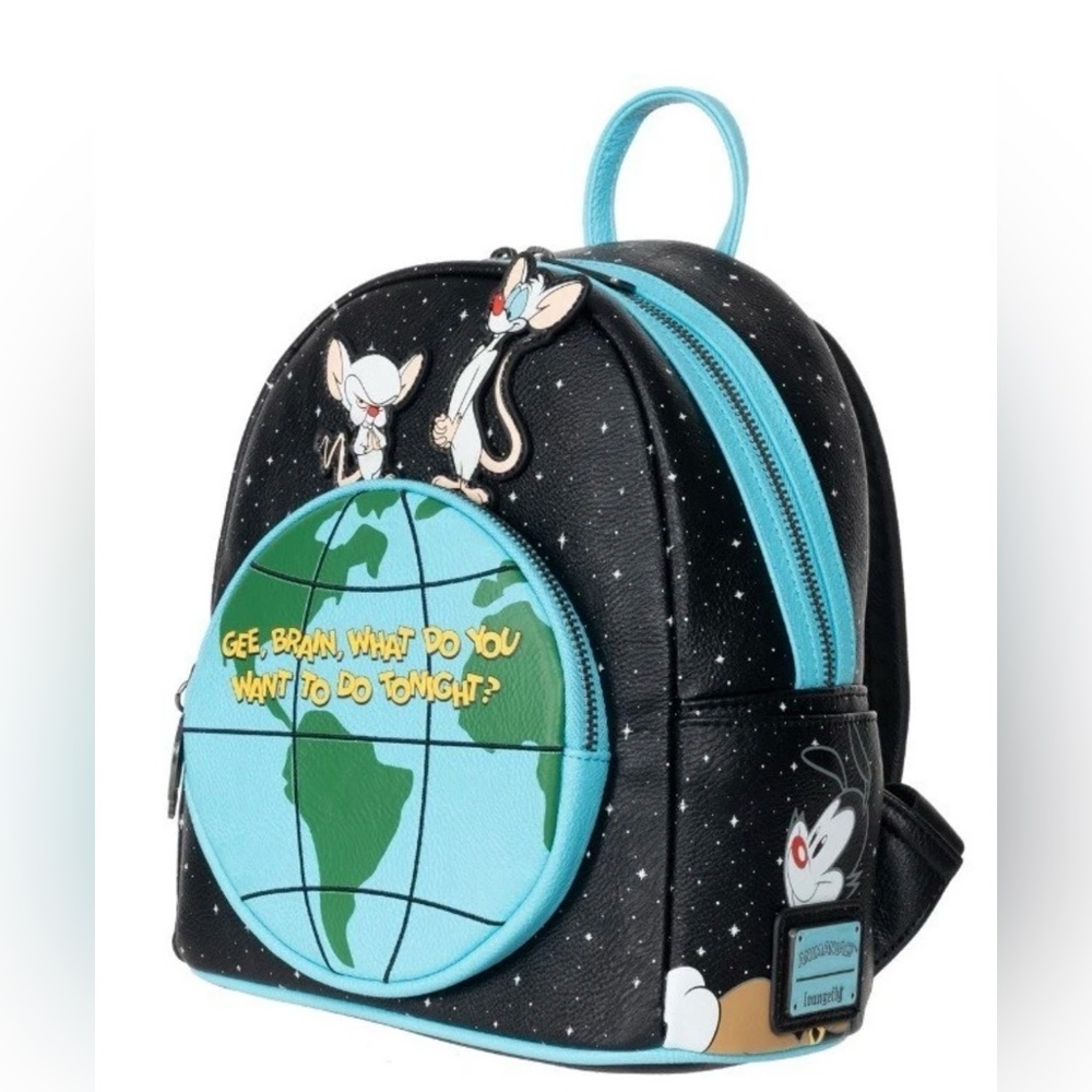 NWT Loungefly Pinky and the Brain mini backpack(glows in the dark)